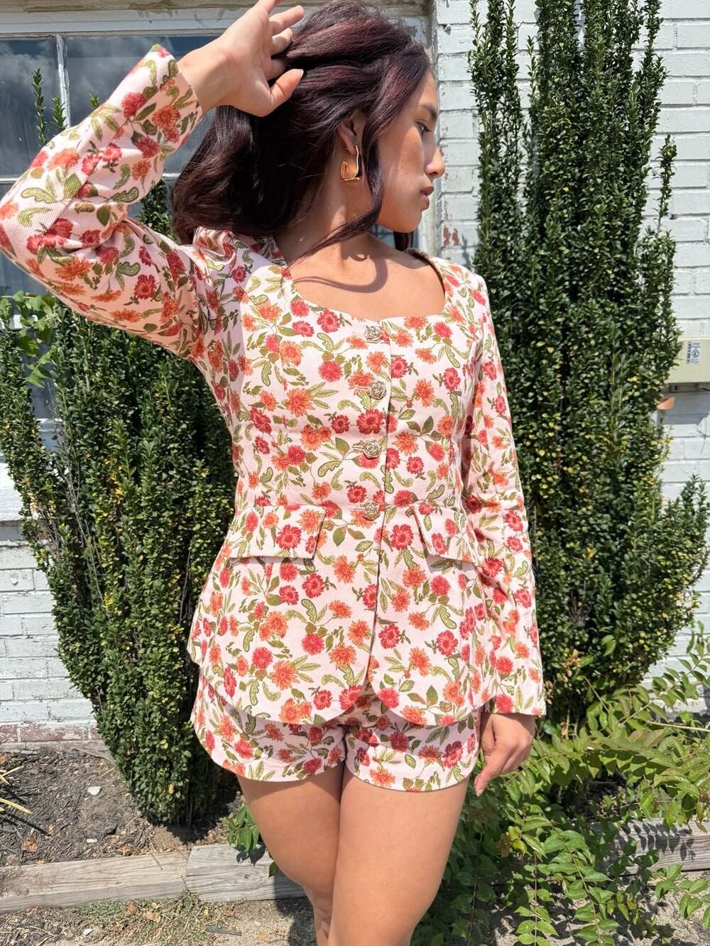 FLORAL BLAZER STYLE ROMPER